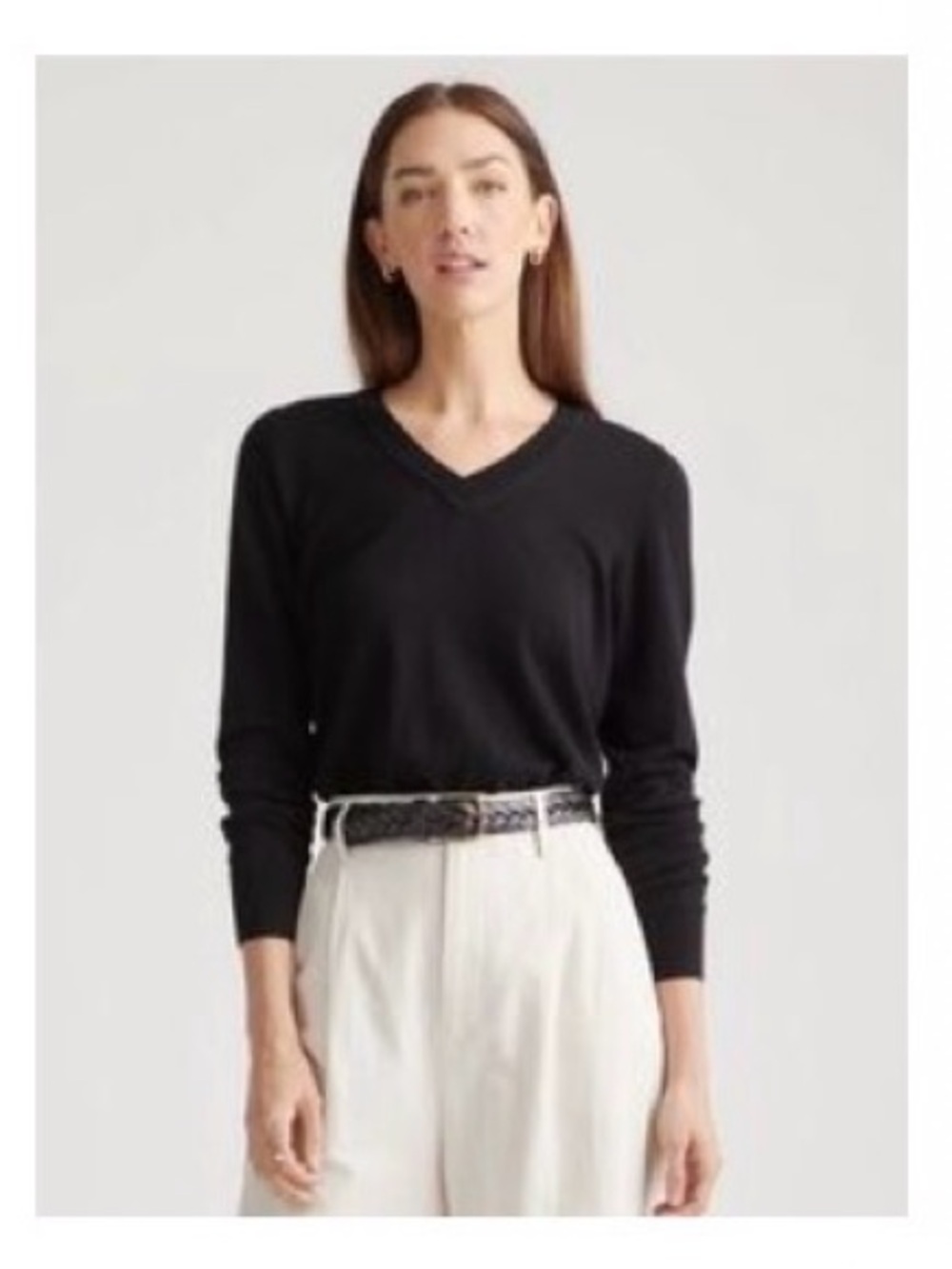 Quince Women's Black V Neck Sweater